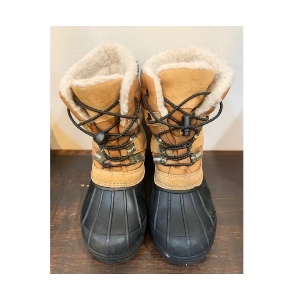 Lands End Kids Youth 3M Snow Boots Tan Black Winter Duck Boots Outdoor Gorpcore